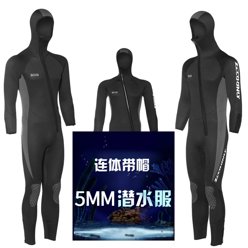 

ZCCO New 5MM neoprene Diving Suit Thickened One Piece Long Sleeve Sunscreen Diving Surfing Suit Winter Swimwear Jellyfish Suit