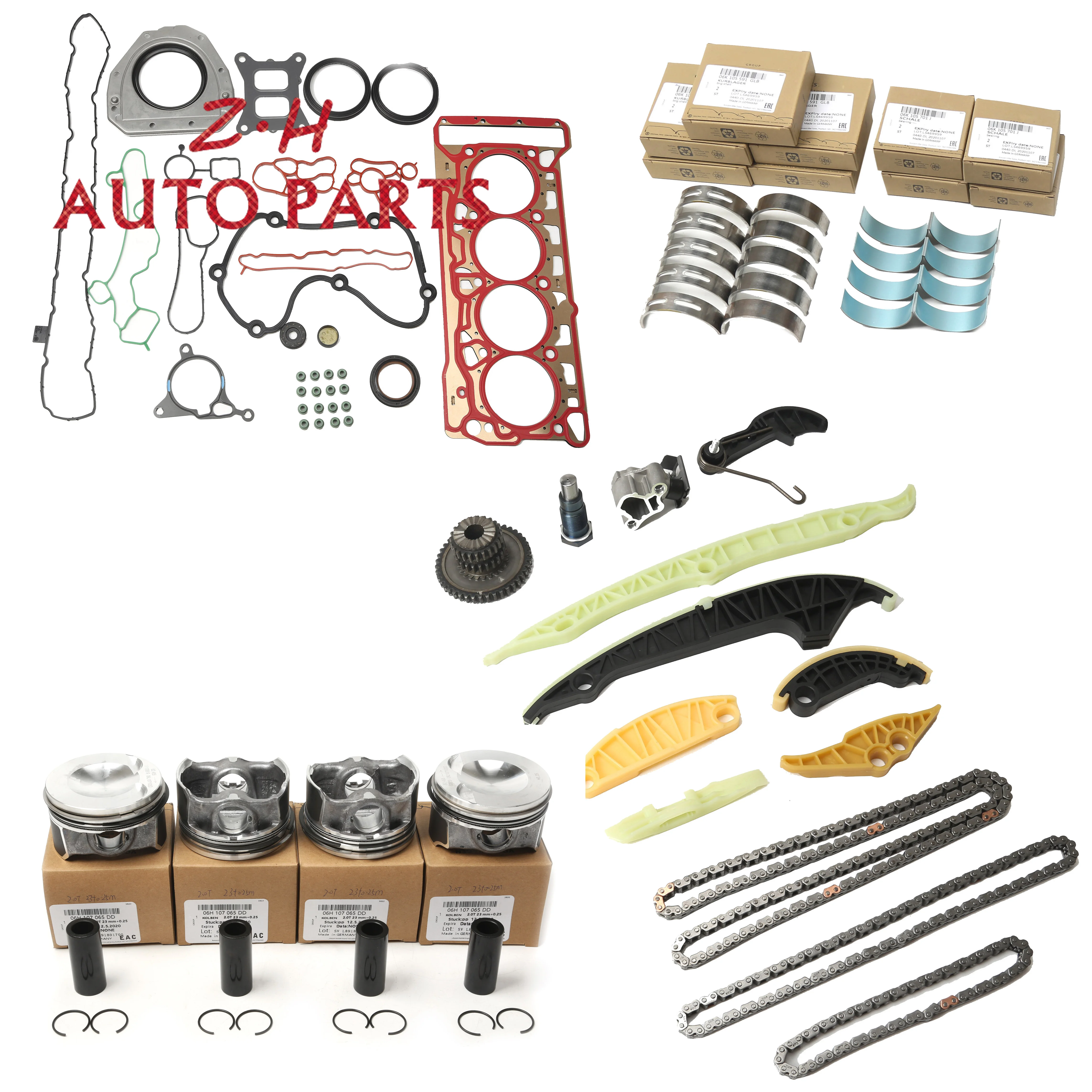 

Car Engine Repair Package Piston +0.25mm Bearing Bush Timing Kit For Audi A3 A4 VW Passat Skoda Seat Leon 06H107065DJ 06K109507G