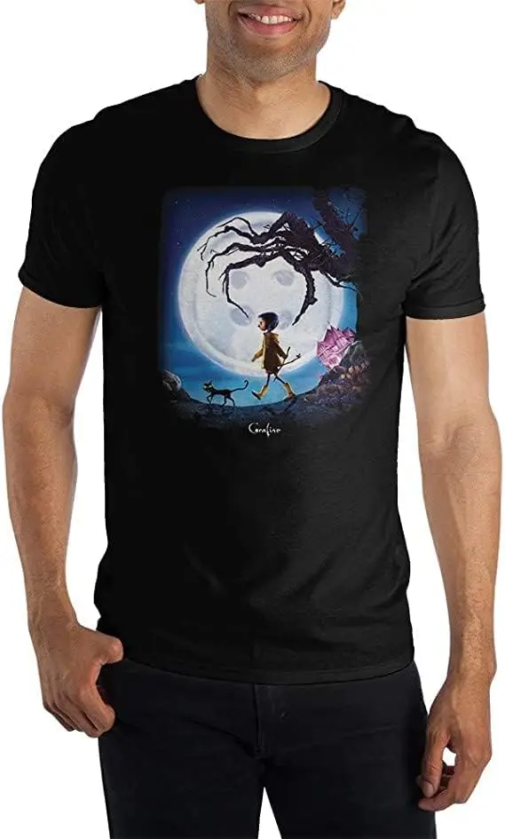Мужские футболки Bioworld Coraline из анимированного фильма хлопковые Роскошные