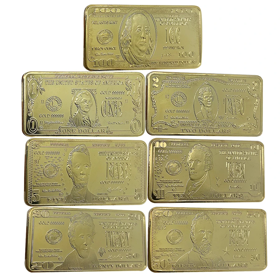 

American USD 100 50dollar 24k Gold Plated Gold Bar Home Decorative 20 bill Gold Bullion Metal Crafts Luxury Souvenir Gifts