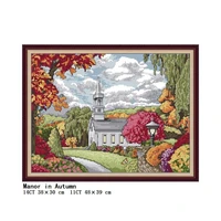 joy sunday cross stitch kits embroidery needlework sets autumn manor diy 11tc 14tc cotton thread canvas home accessories