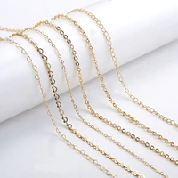 1 meter brass real gold plated flat heat link chains bulk for diy jewelry making crafts necklace materials handmade supplies
