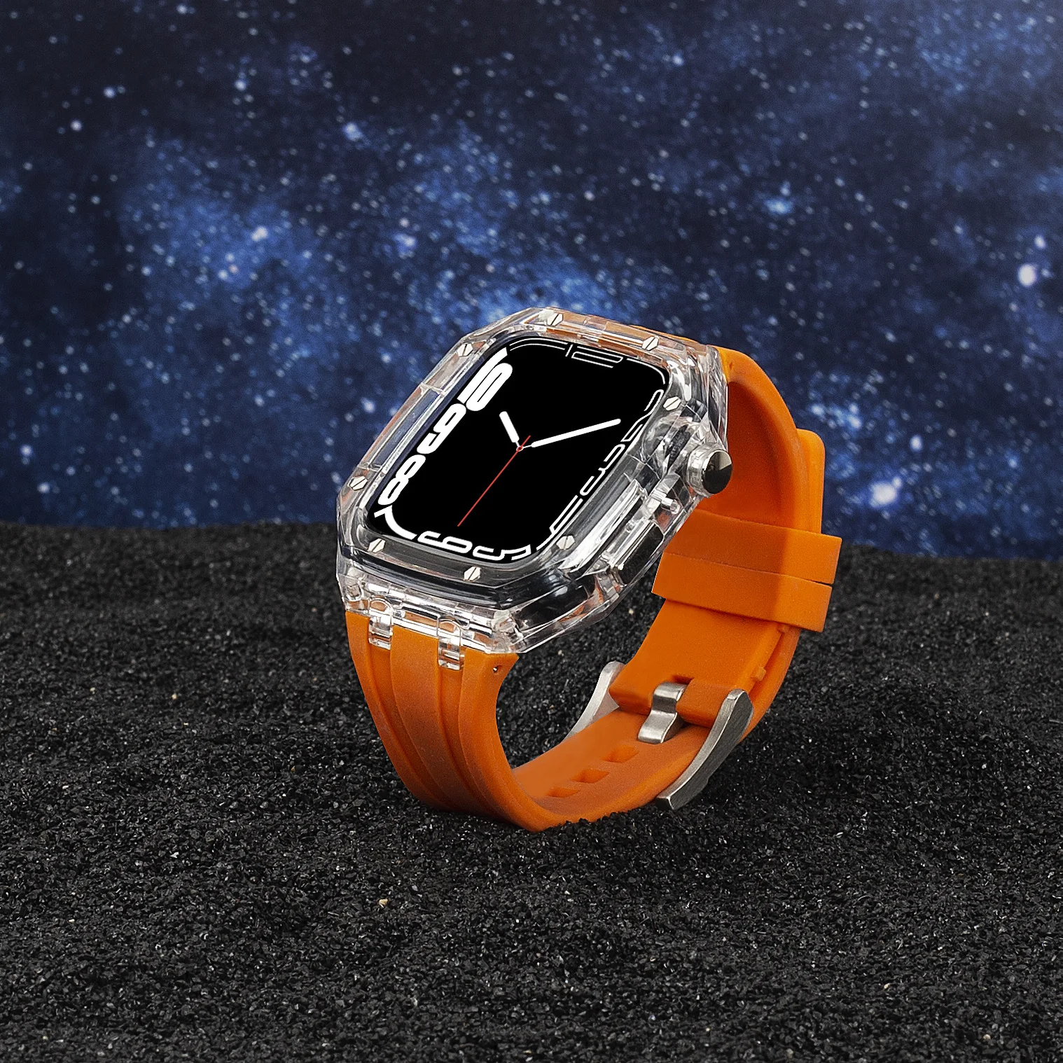 Modification Kit 45mm 44mm Band for Apple Watch Series 8 7 6 5 4 SE Transparent Case IWatch Refit Rubber Sport Silicone Strap