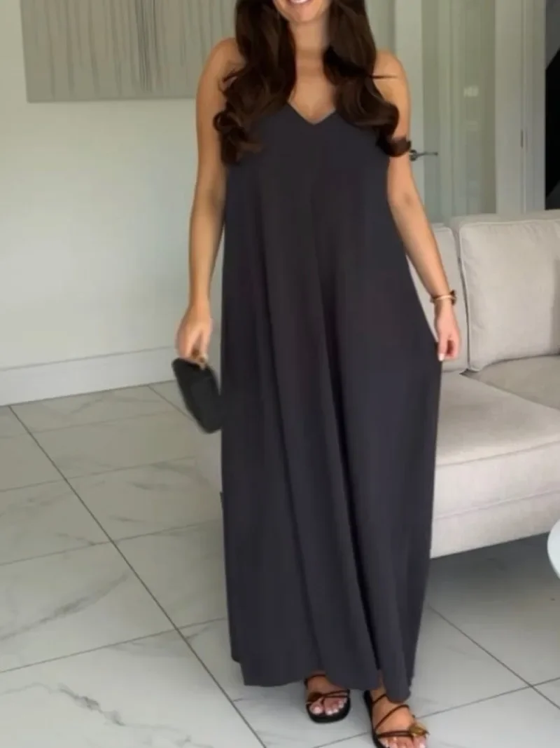 Женское свободное платье с открытой спиной праздничное черное модное