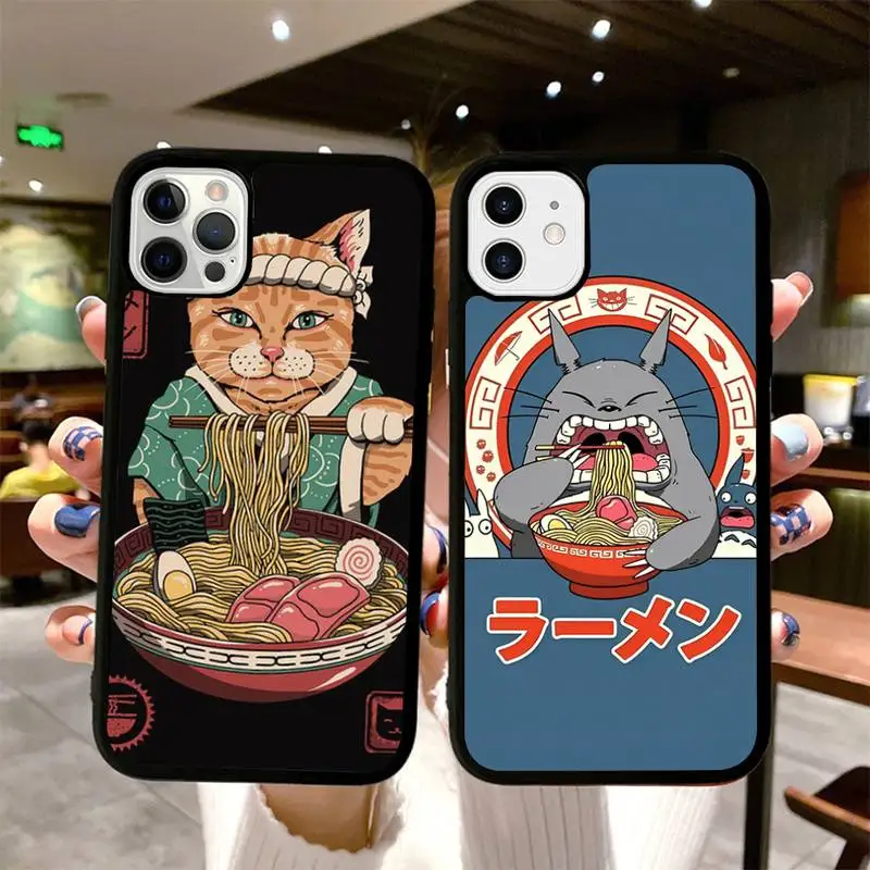 

Ramen Wave Japan Phone Case Silicone PC+TPU Case for iPhone 11 12 13 Pro Max 8 7 6 Plus X SE XR Hard Fundas