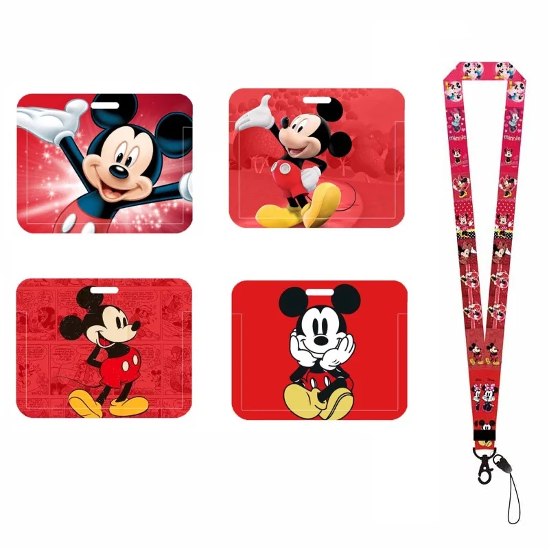 

Disney Mickey Minnie Mouse Ladies Name Card Cover Campus Card Hanging Bag Card Holder Lanyard Id Card Case drop shipping