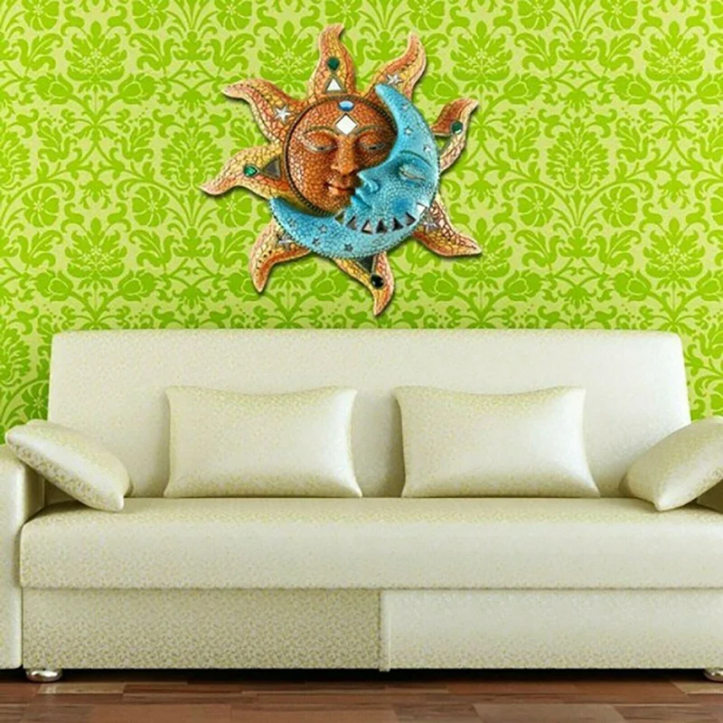 

Art Creative Sun Moon Statue Hanging Ornaments Decor For Living Room Garden