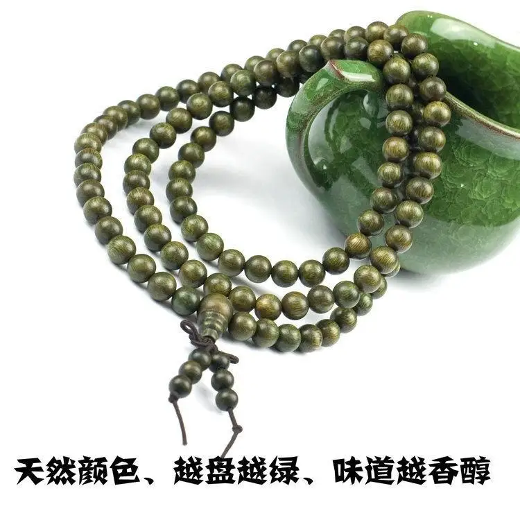 

SNQPGift Браслет из зеленого сандалового дерева 108 Браслеты бусины Будды из агара 6/8/10 мм для мужчин и женщин для влюбленных