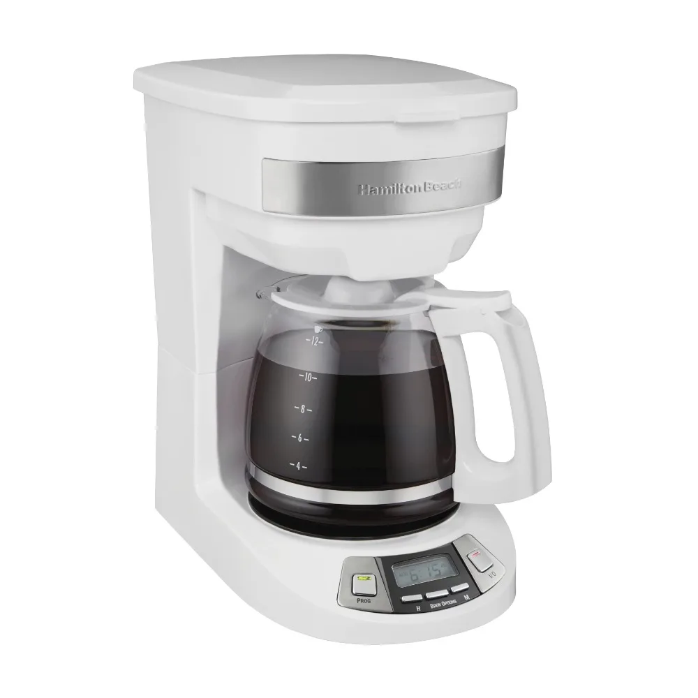 

Programmable 12 Cup Coffee Maker, White, Stainless Accents