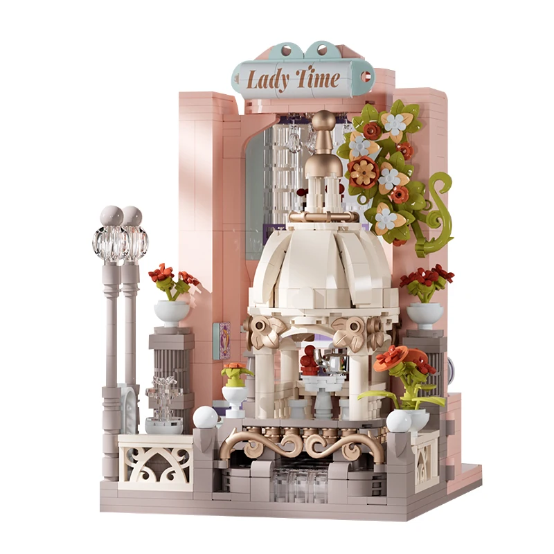 Городской вид на улицу магазин кирпичей лапша пицца десерт архитектура