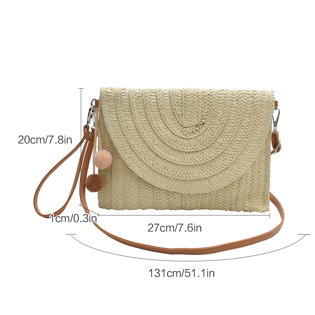 Женская Соломенная Сумка-клатч цвета хаки простая маленькая Пляжная Сумочка
