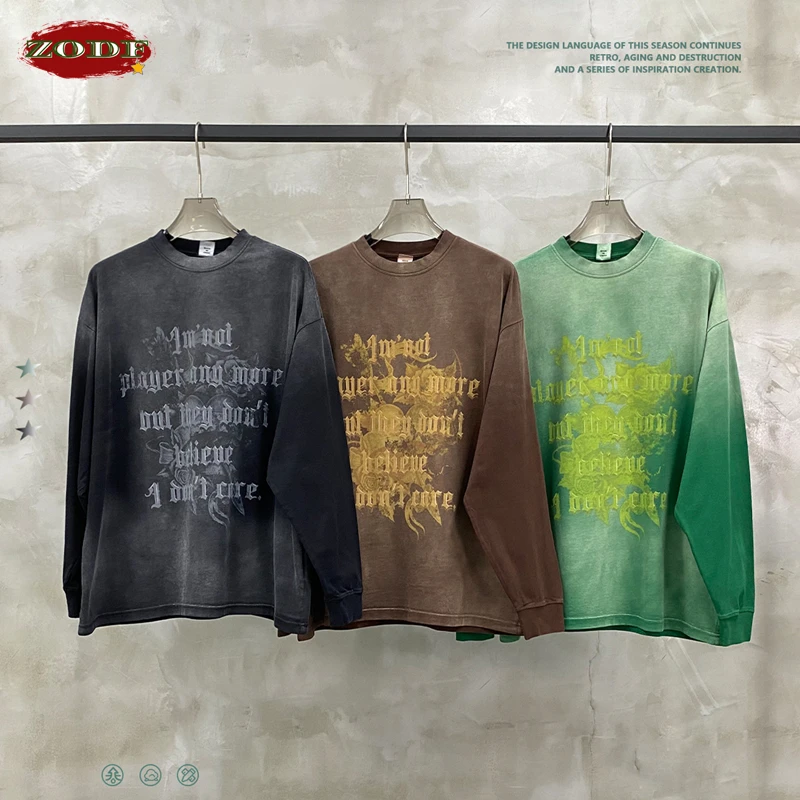 Мужская футболка с длинным рукавом ZODF осенняя Готическая большого размера в