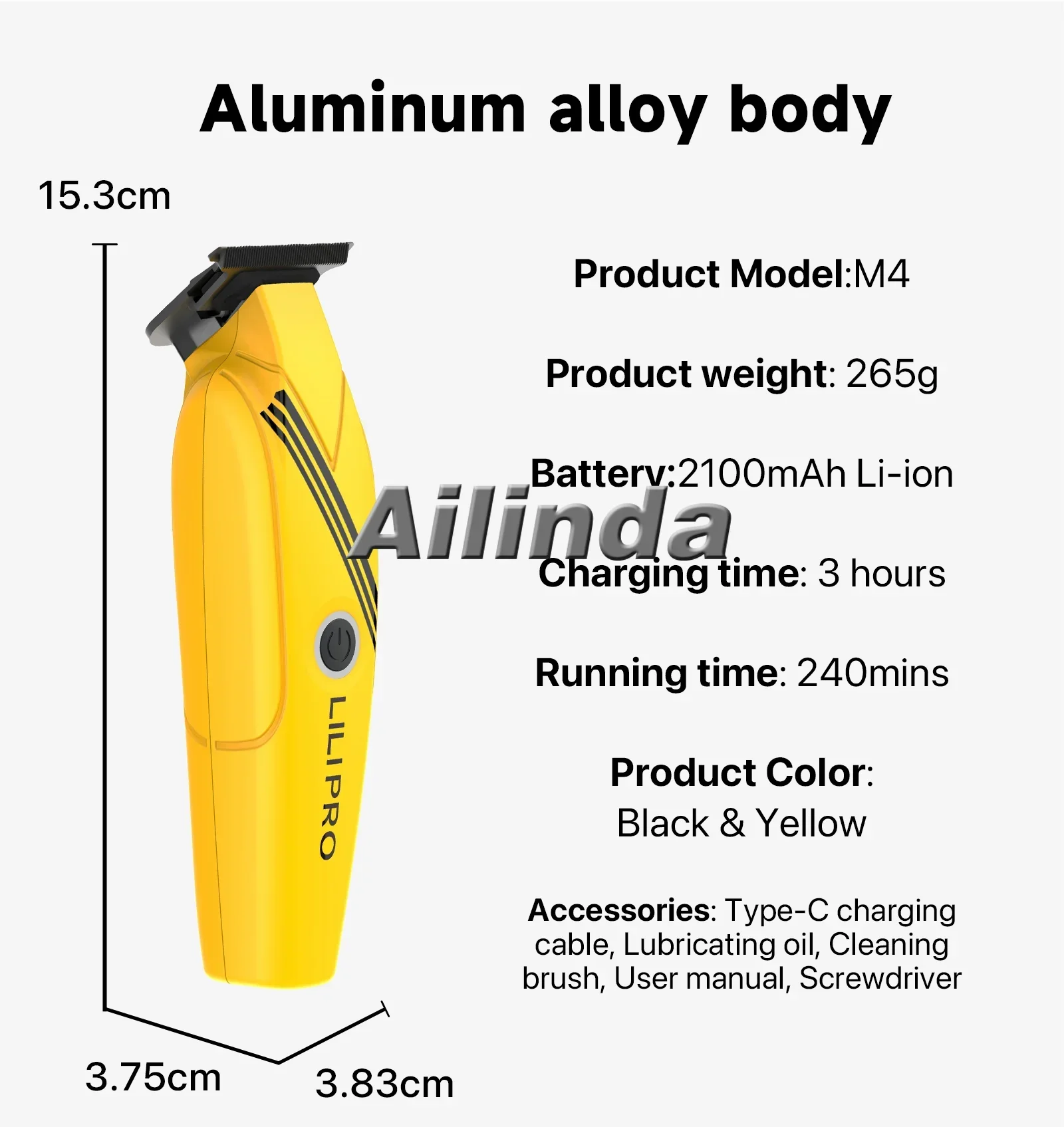 Полноценный металлический триммер для стрижки волос LILIPRO 7200 + об/мин с Т-образным