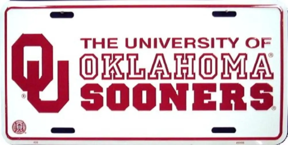 

University of Oklahoma Sooners License Plate Tin Sign 6 x 12in