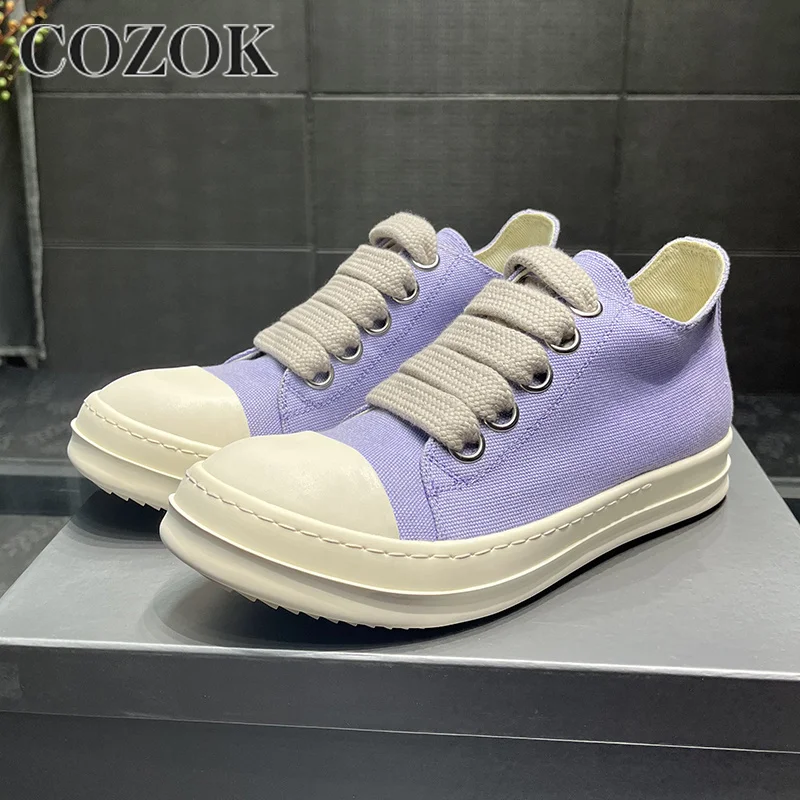

Spring Autumn Casual Low Help Women's Flat Shoes Canvas Round Toe Design Solid Concise Wide Lace-up Ladies Single Shoes 35-45