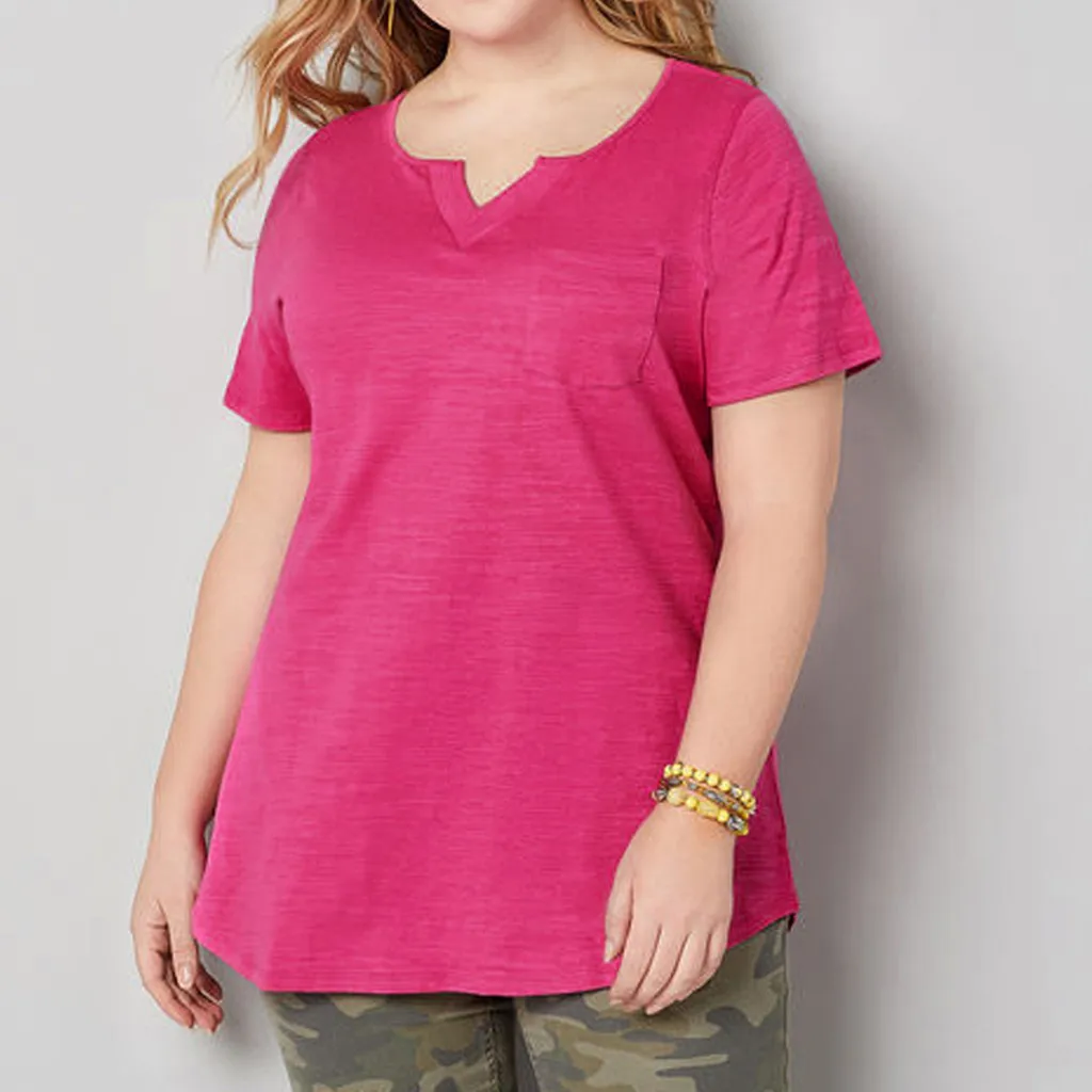 

Women's Fashion Casual Loose Solid Half Sleeve Summer Shirts Tops High Low Black Tops for Women Short Sleeve Tops