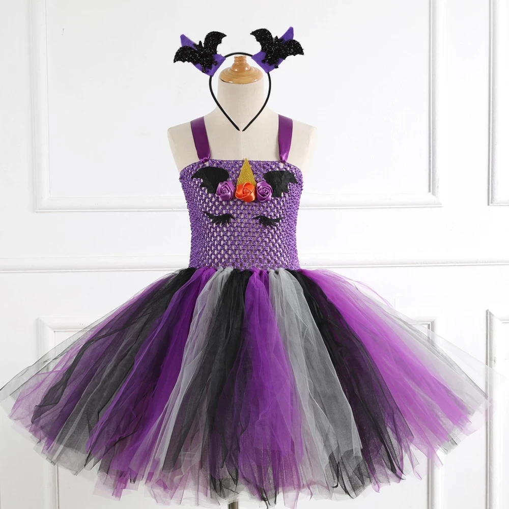 

Новинка платье принцессы летучая мышь сетчатая юбка-пачка ручной работы костюм на Хэллоуин для детей полный комплект