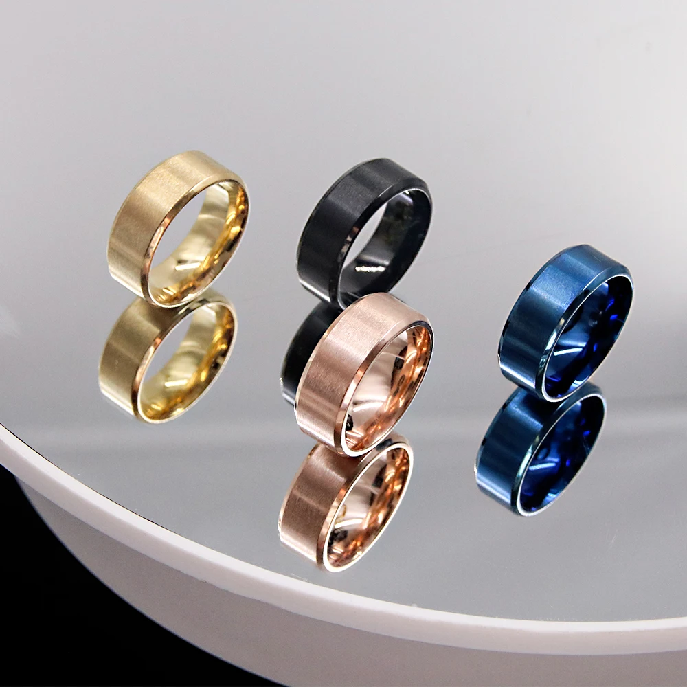 

Fashion Matt Ring Stainless Steel Black Vintage Punk Streetwear Finger Ring for Women Men Party Jewelry Decorative Gift