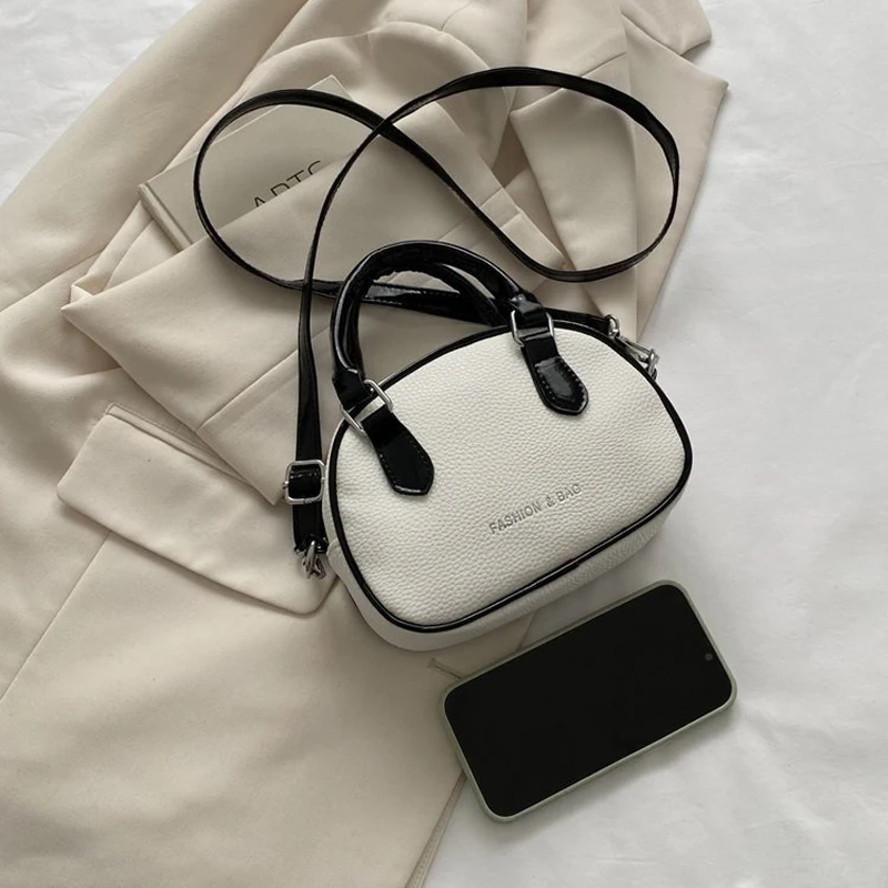 Fashion Circular Small Simple Top Handbags and Purses Retro Litchi Leather Women's Shoulder Bag Luxury Designer Crossbody Bags