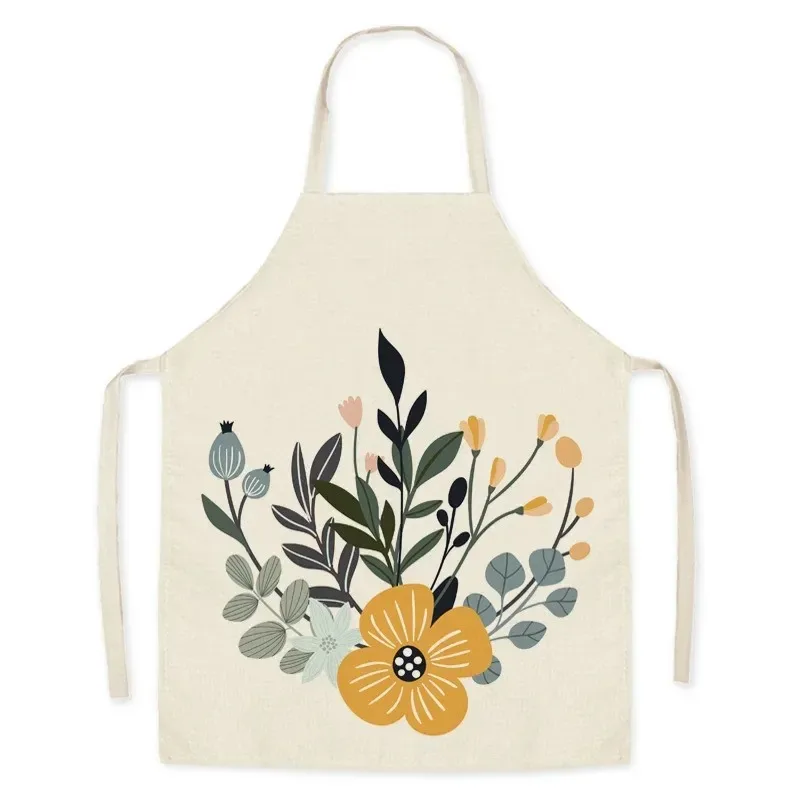 

Льняной фартук с цветочным принтом