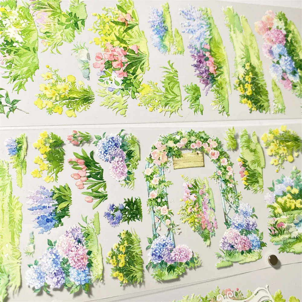 Фото Наклейка для скрапбукинга PET в винтажном стиле с видом на луг, серия Journal Half An Acre Flower Field, от Yuehai Research Institute №2