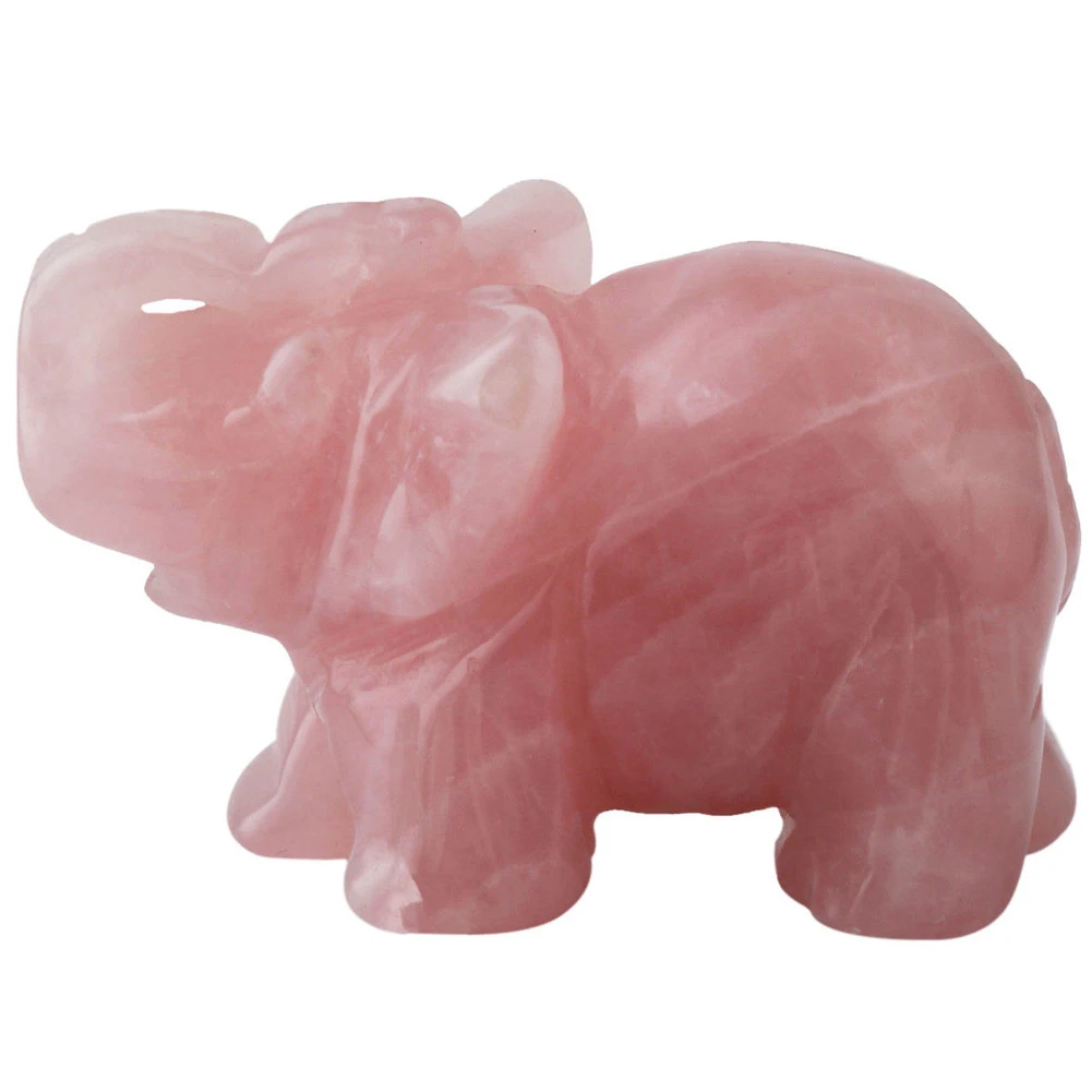 

Pink Crystal Elephant Artware Decoration Animal Pocket Stone Statue Figurine Auspicious Crystal Jade Ornament Carved Handicraft