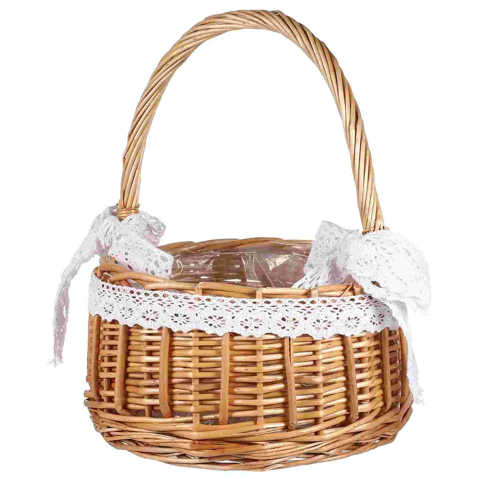 

Basket Wicker Woven Eggs Candy Willow Decorative Designwoven Lace Storage Organizer Sundries Planter Picnic Hanging Handwoven