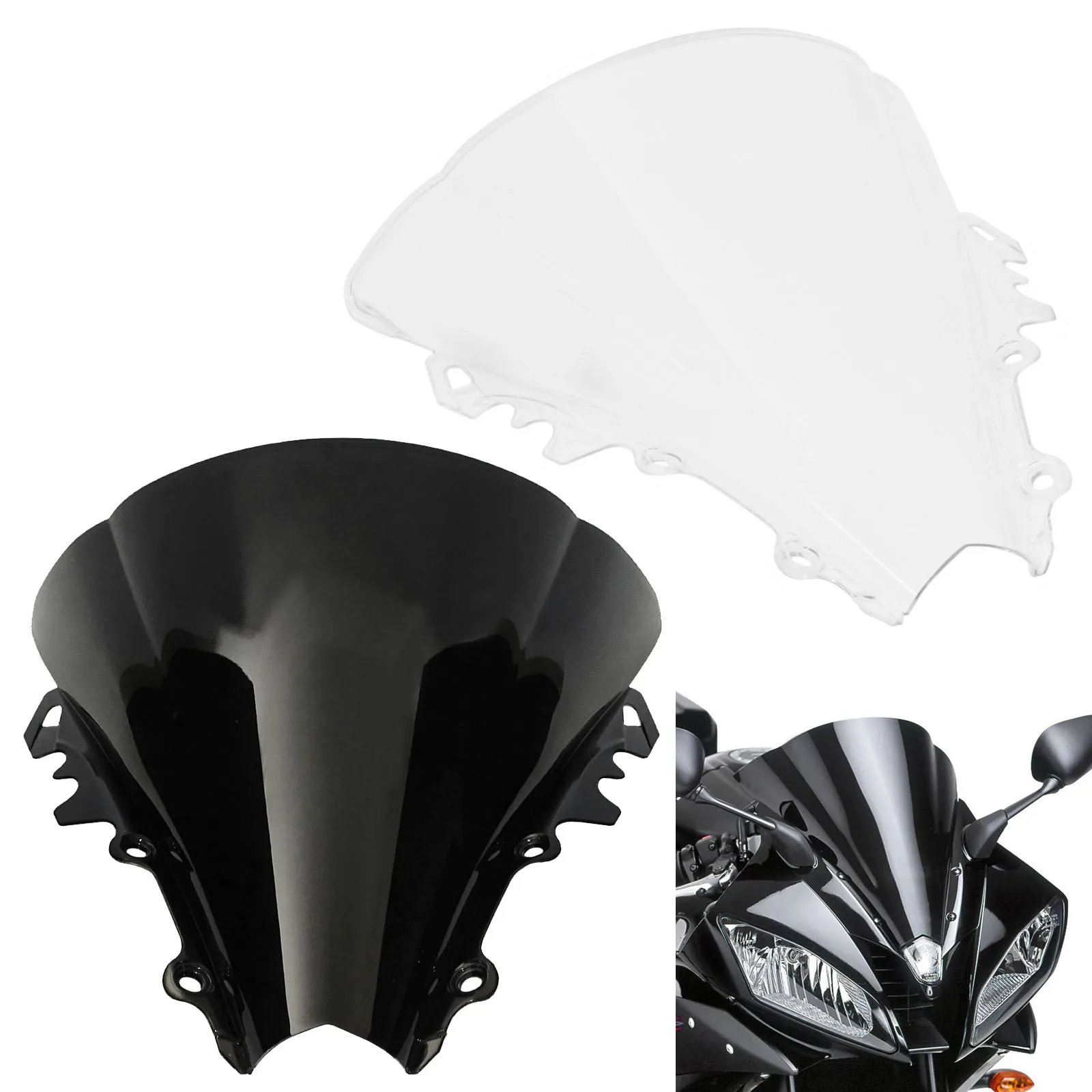 

waase Motorcycle Double Bubble Windscreen Windshield Shield Screen For Yamaha YZF R6 2006 2007