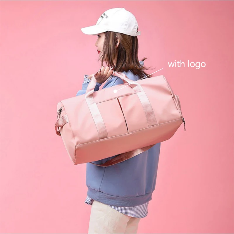 Ladies with Logo Large Capacity Gym Bag Beach Outdoor Yoga Sports Bag Multifunctional Handheld Travel Luggage Bag Shoulder Bag