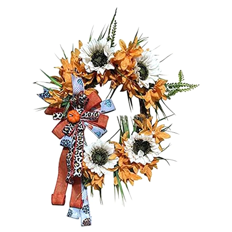 

Осенний декоративный венок для входной двери-деревенский цветок тыквы, подвесное художественное украшение-осенний Рождественский урожай