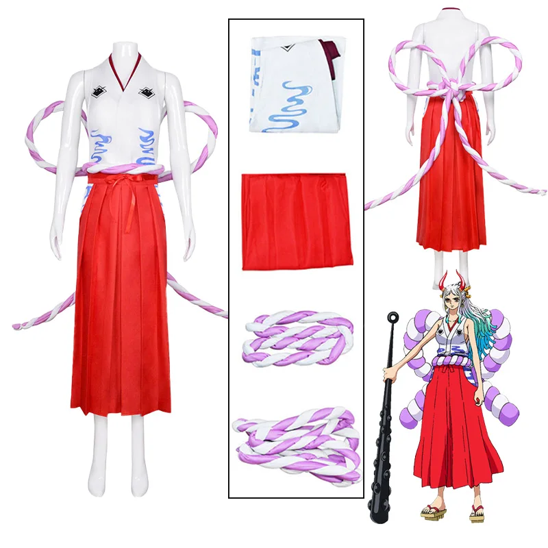 

Anime One Piece Cosplay Costume Yamato Cosplay Wig Women Kimono Outfits Halloween Party Roal Play Uniform Suit Costume