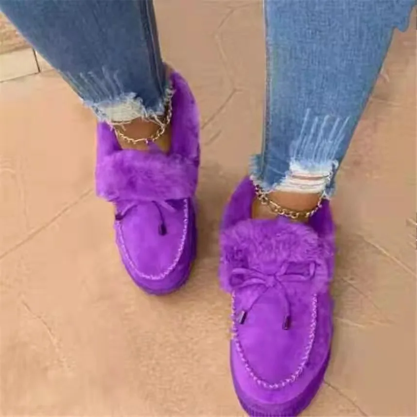 2022 Women Winter Boots Warm Plush Velvet Ankle Snow Boots Lace Up Soft Winter Sneakers Comfortable Cotton Shoes for Femme