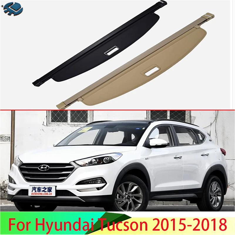 

Aluminum+Canvas Rear Cargo Cover privacy Trunk Screen Security Shield shade Accessories For Hyundai Tucson 2015-2018