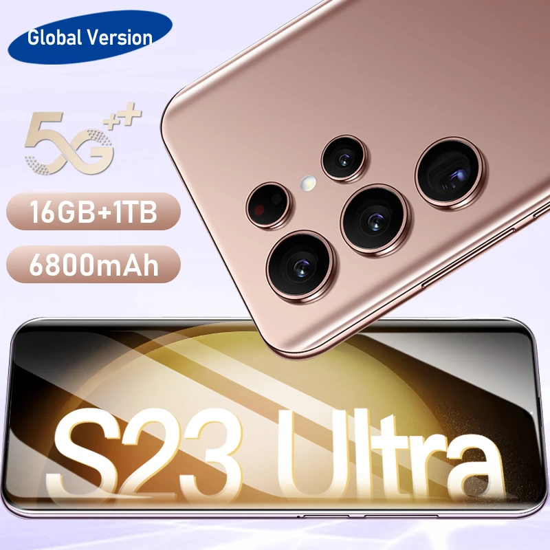 

New S23 Ultra Smartphone 5G Original Mobile Phones 6.7inch HD Screen 6800mAh 16+1TB Face Unlock Dual SIM Card Global Cell Phone