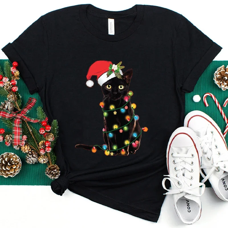 Модная модная футболка с коротким рукавом для женщин забавные рождественские