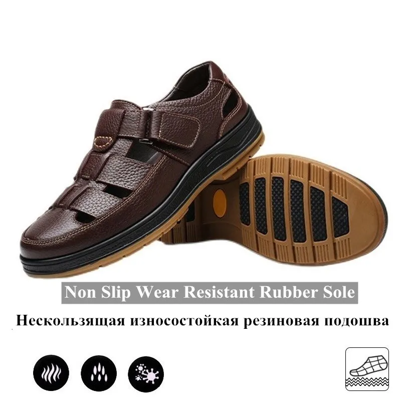 New Designer Leisure Sandals For Men Hollow Out Genuine Leather Business Shoes Soft Sole Summer Outside Footwear Shoes For Male images - 6