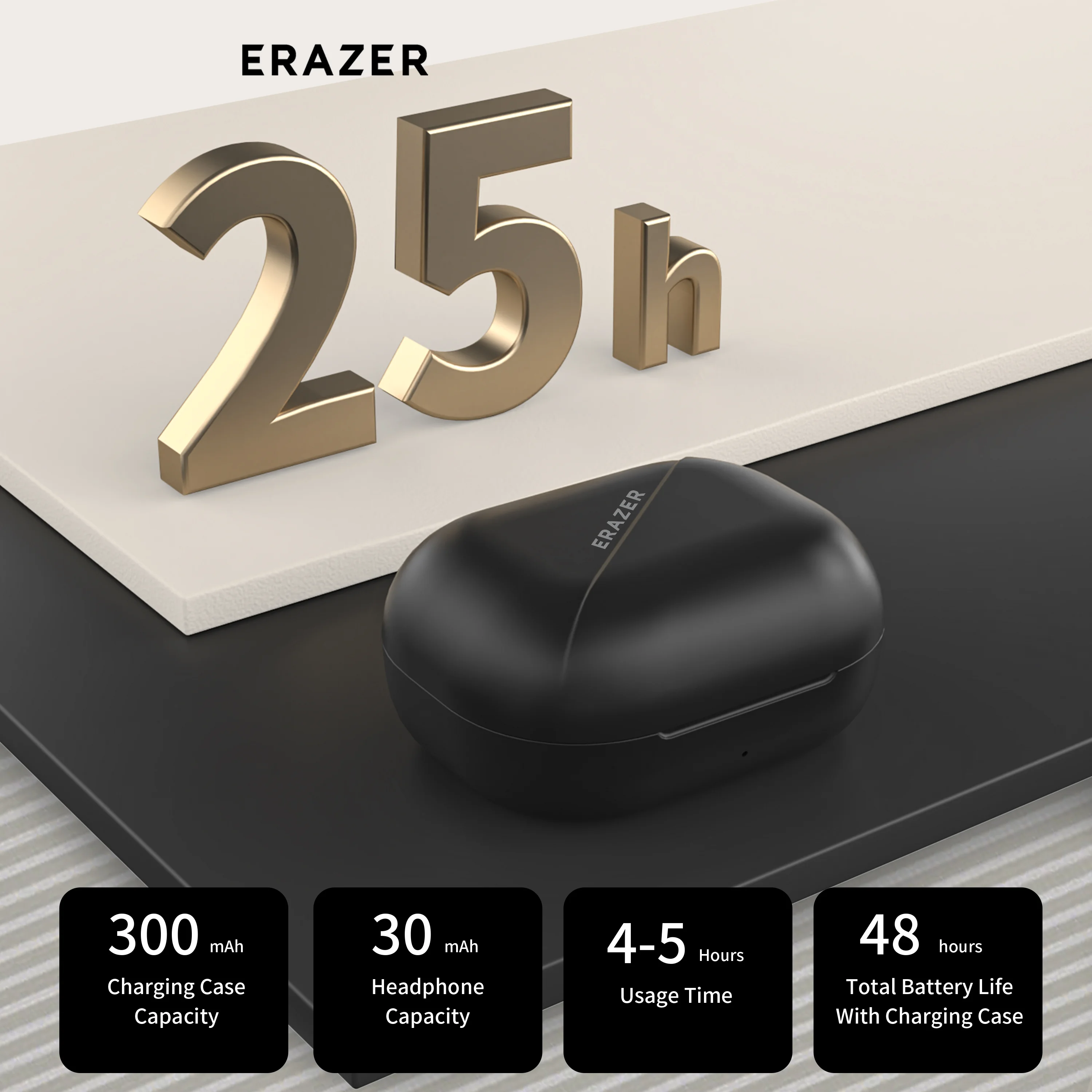 Фото Беспроводные наушники-вкладыши Erazer XT91 PRO, стереозвук, спортивные наушники с объемным звучанием, эргономичный комфортный дизайн для спортзала и бега №3