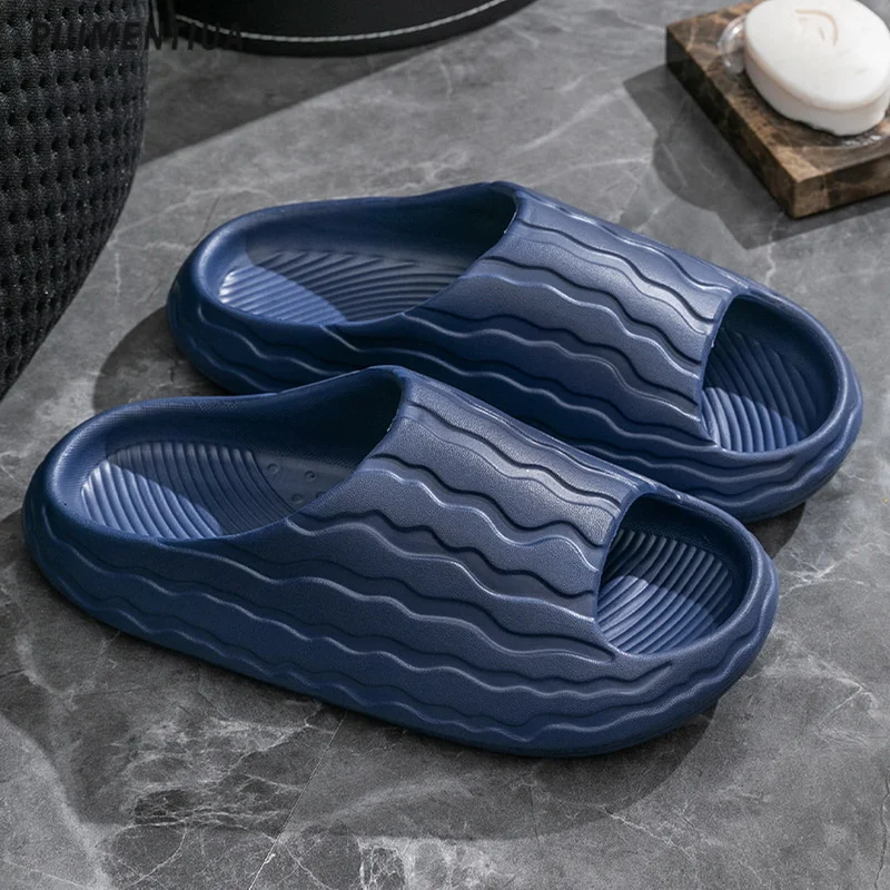 

Fashion Thick Platform Bathroom Home Slippers Men Soft Sole Eva Indoor Slides Woman Sandals 2023 New Summer Non-Slip Flip Flops