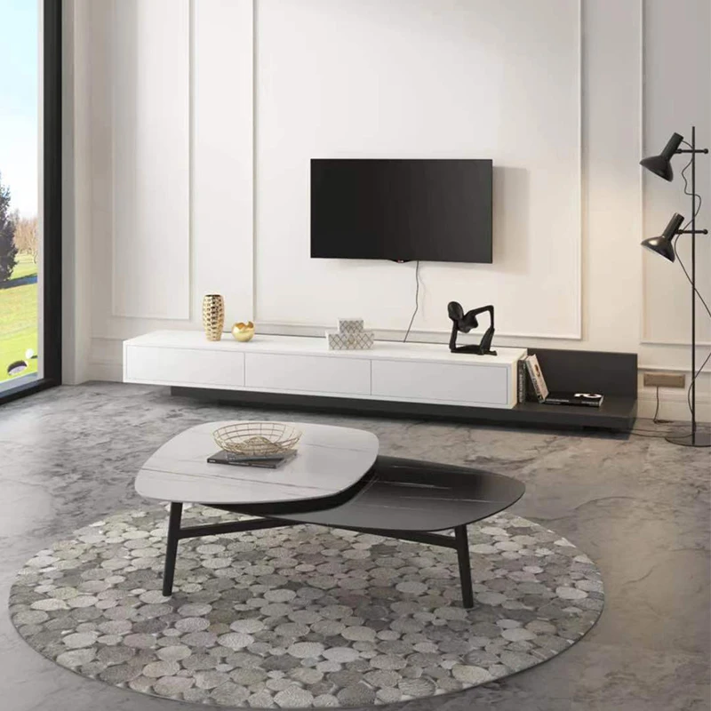 

Итальянский Каменный чайный столик, шкафчик для телевизора, домашний современный простой дизайнерский минималистичный Овальный чайный ст...