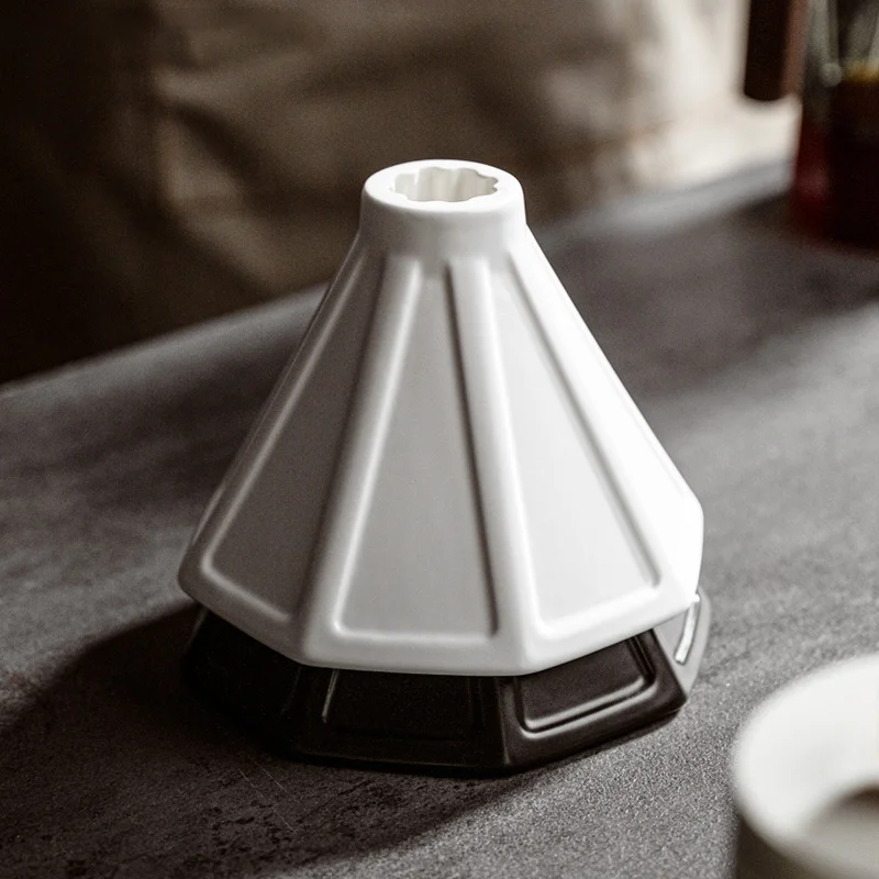 

1-4 Hand-brewed Coffee Filter Cup Octagonal Ceramic Filter Cup Household Drip Filter Coffee Funnel Coffee Filter Appliance