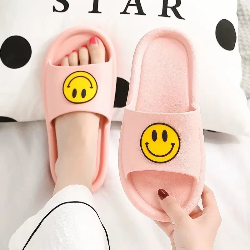 Women's Sandals Comfortable Slides House Cute Slippers Woman Summer New 2023 Slipper Fashion Teddy Bear Flat Home Smiley Face