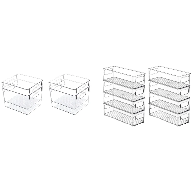 

12 Pcs Refrigerator Organizer Bins Pantry Organization Storage Bins With Handle, 8 Pcs A & 4 Pcsb
