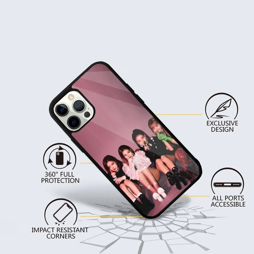 Чехол для телефона Kpop B-BlackS Girls P-PinkyeS iPhone 16 15 14 13 12 11 Plus Pro Max Mini Magsafe с магнитной