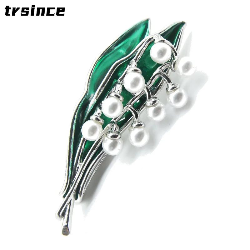 

Enamel Pearl Leaf Lily of The Valley Flowers Brooches for Women Man Pin Classic Alloy Weddings Banquet Brooch Pins Gifts