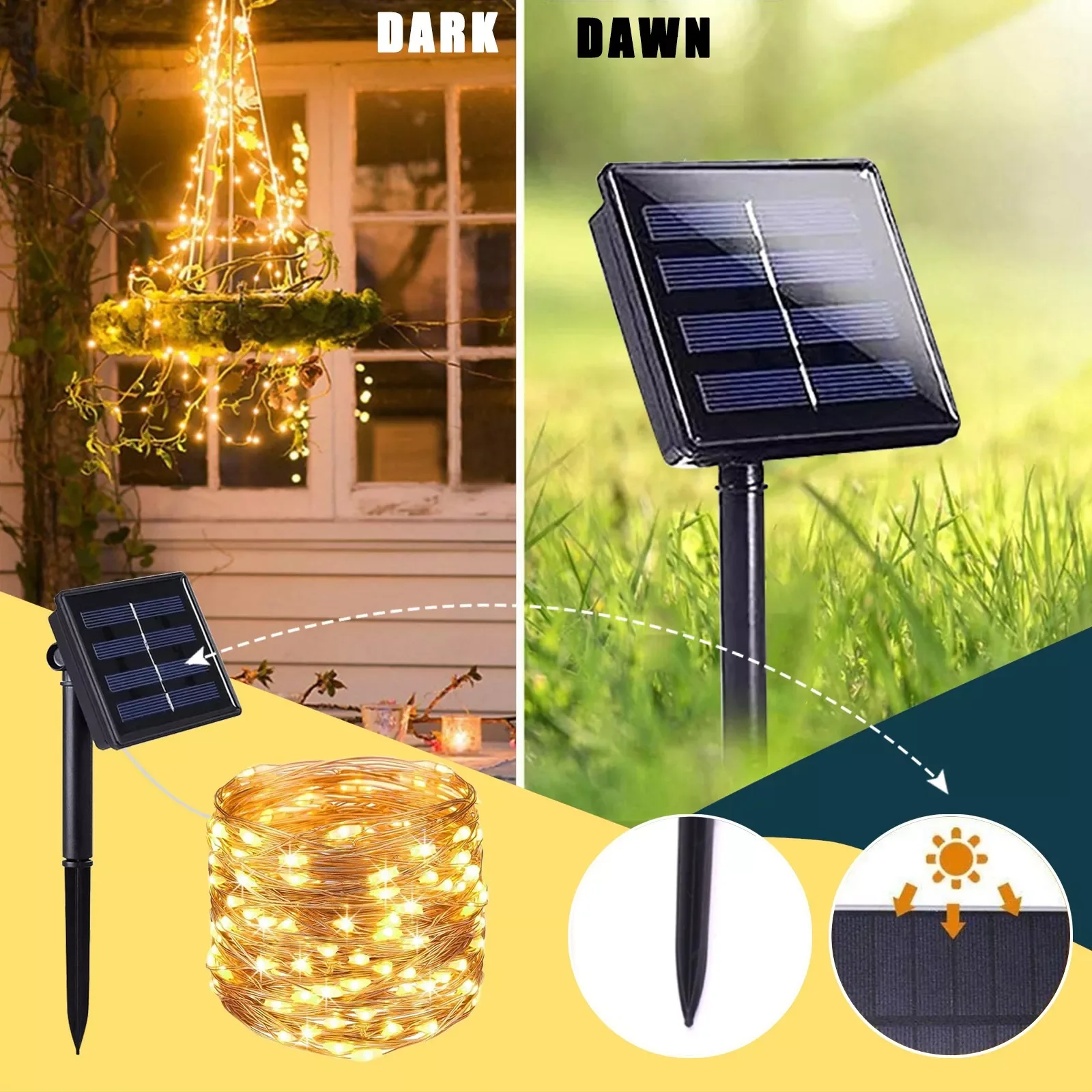 

Outdoor Solar Battery Pack for Christmas Lights Modes Solar-Light 200 Lighting 20M Christmas Christmas Tree Mini Lights Clear
