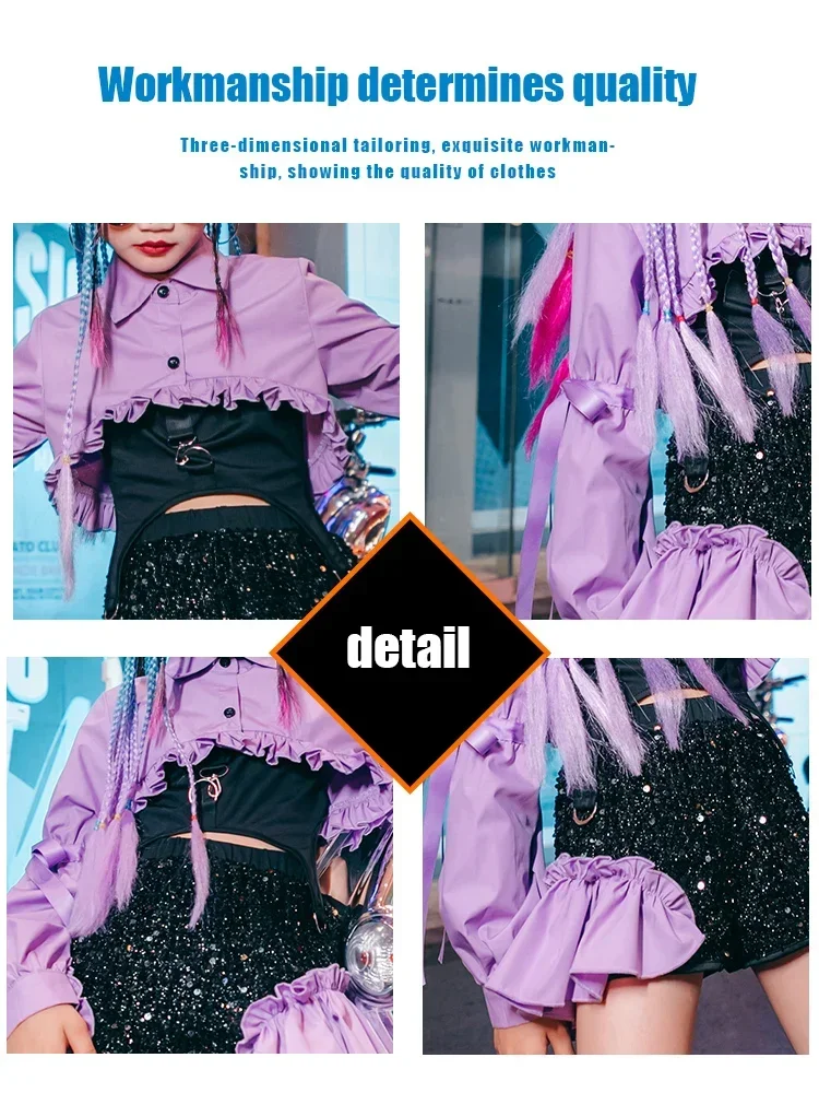 Наряд в стиле хип-хоп джазовые костюмы танцевальная одежда брюки K-POP блестящая с