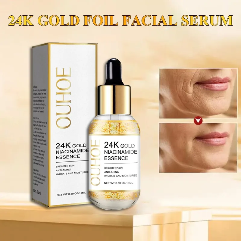 

Anti-wrinkle Facial Essence 24k Gold Whitening Serum Niacinamide Moisturizing Brightening Skin Care Anti-aging Remove Acne Serum