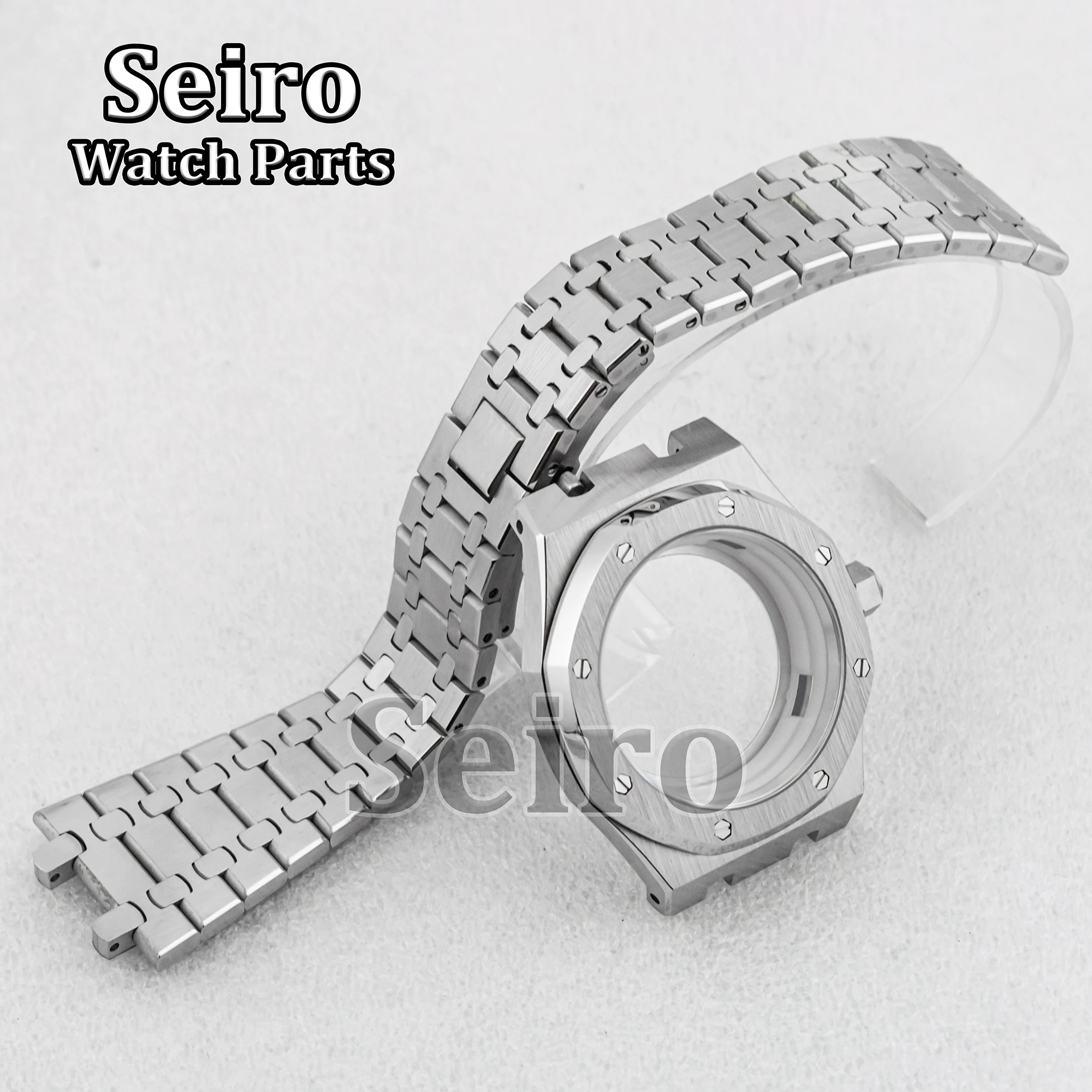 Восьмиугольные часы 42 мм зеркальный браслет из нержавеющей стали с сапфировым