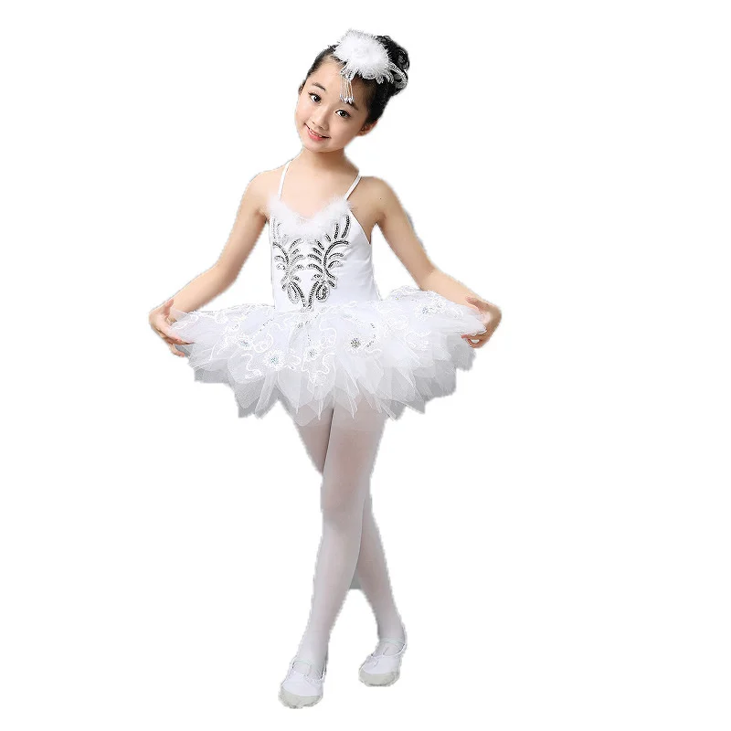 

Girl's Camisole Skirted Ballet Dress Lace Sequin Ballet Skirt Swan Ballet Costumes for Competition