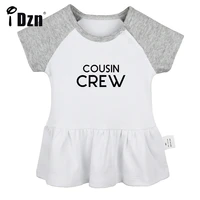idzn summer new cousin crew baby girls cute short sleeve dress infant funny pleated dress soft cotton dresses clothes